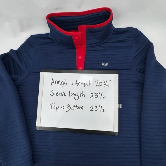 Vineyard Vines Womens 1/4 Snap Quilted Channel Placket Pullover Sweater Top Med - Picture 16 of 16
